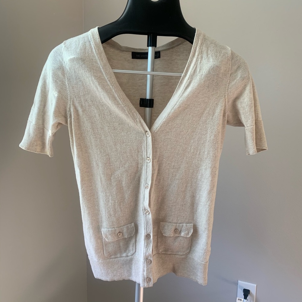Ivory short sleeve cardigan The Limited XS